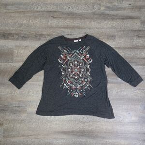 Cato Dark Gray 3/4 Sleeve Top
